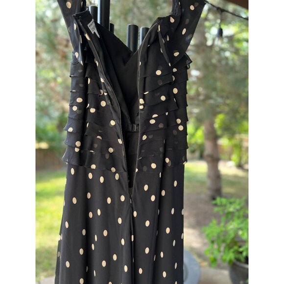 Vintage 90s hetta B Maxi Dress Sz 12 100% Silk Polka Dot Black White Sleeveless - Picture 6 of 13